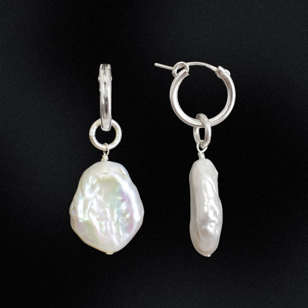 Baroque Freshwater Pearl Hoop Earrings