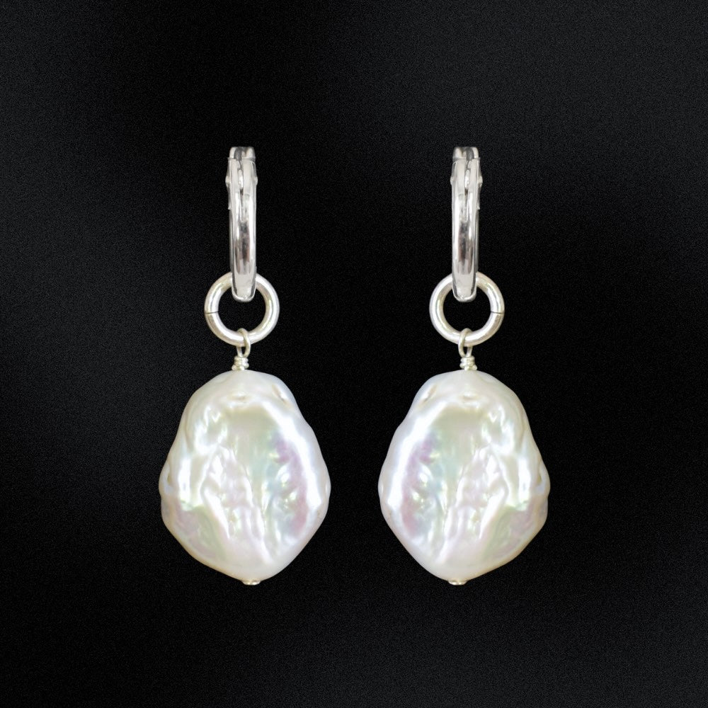 Baroque Freshwater Pearl Hoop Earrings