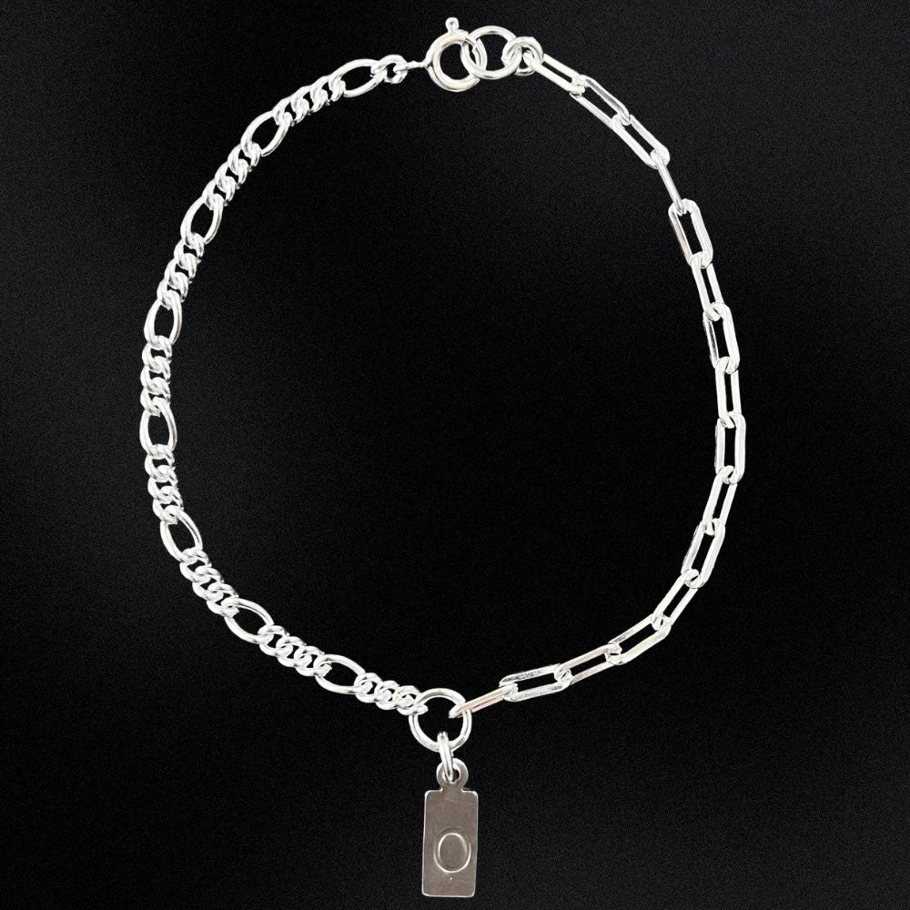 Silver Interlinked Chain Initial Bracelet