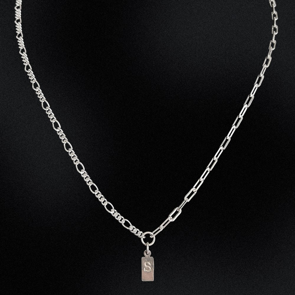 Silver Interlinked Chain Initial Necklace