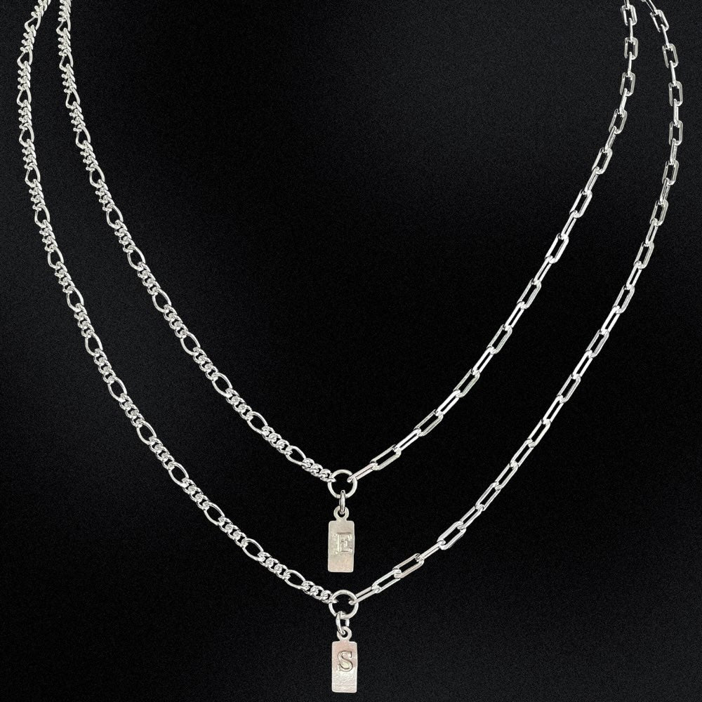Silver Interlinked Chain Initial Necklace