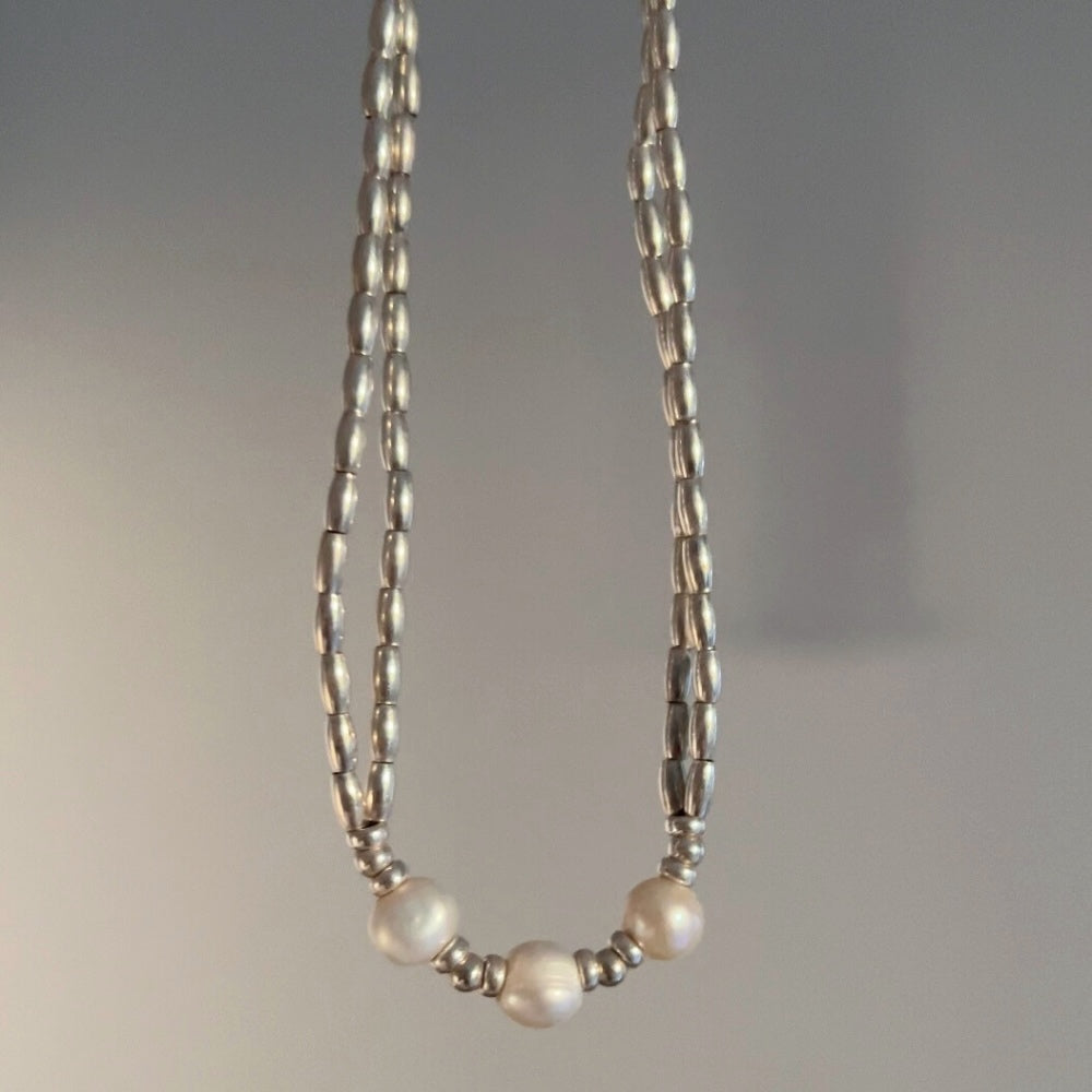 Freshwater Pearls - Sterling Silver Beaded Necklace