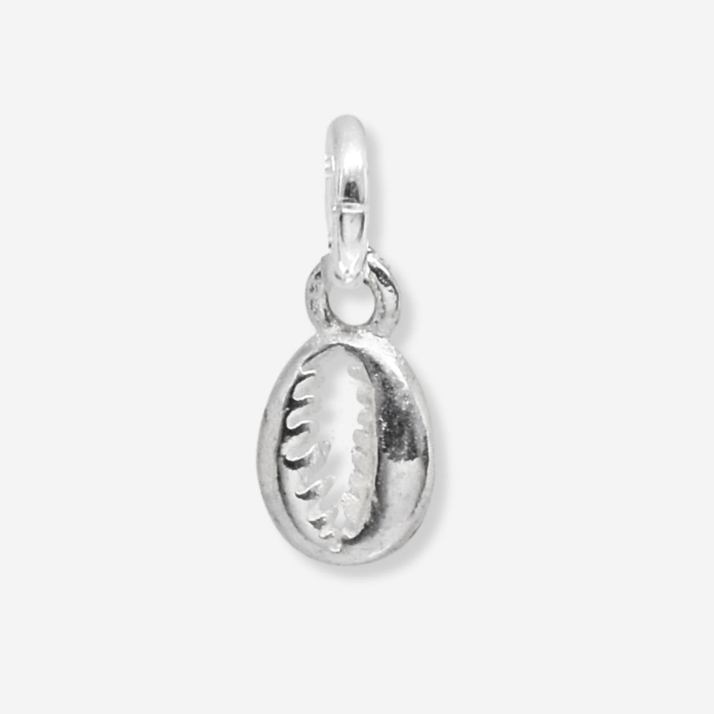 Silver pendant with a leaf design on a white background