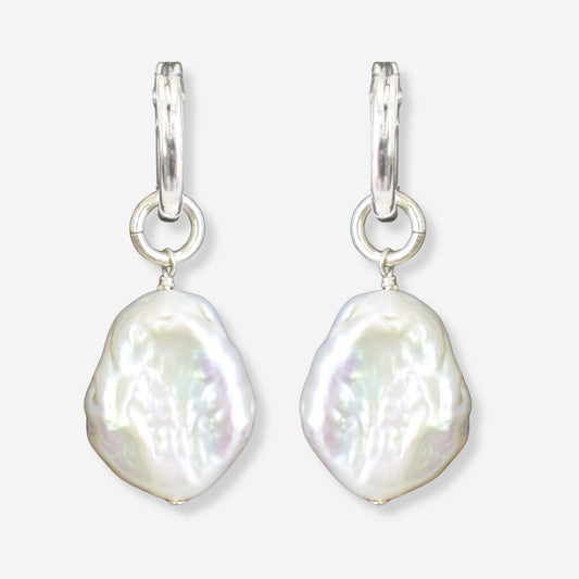Baroque Freshwater Pearl Hoop Earrings