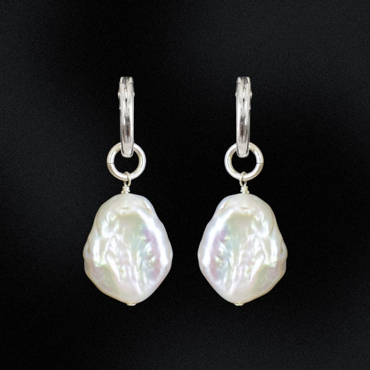 Baroque Freshwater Pearl Hoop Earrings