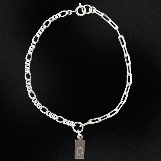 Silver Interlinked Chain Initial Bracelet