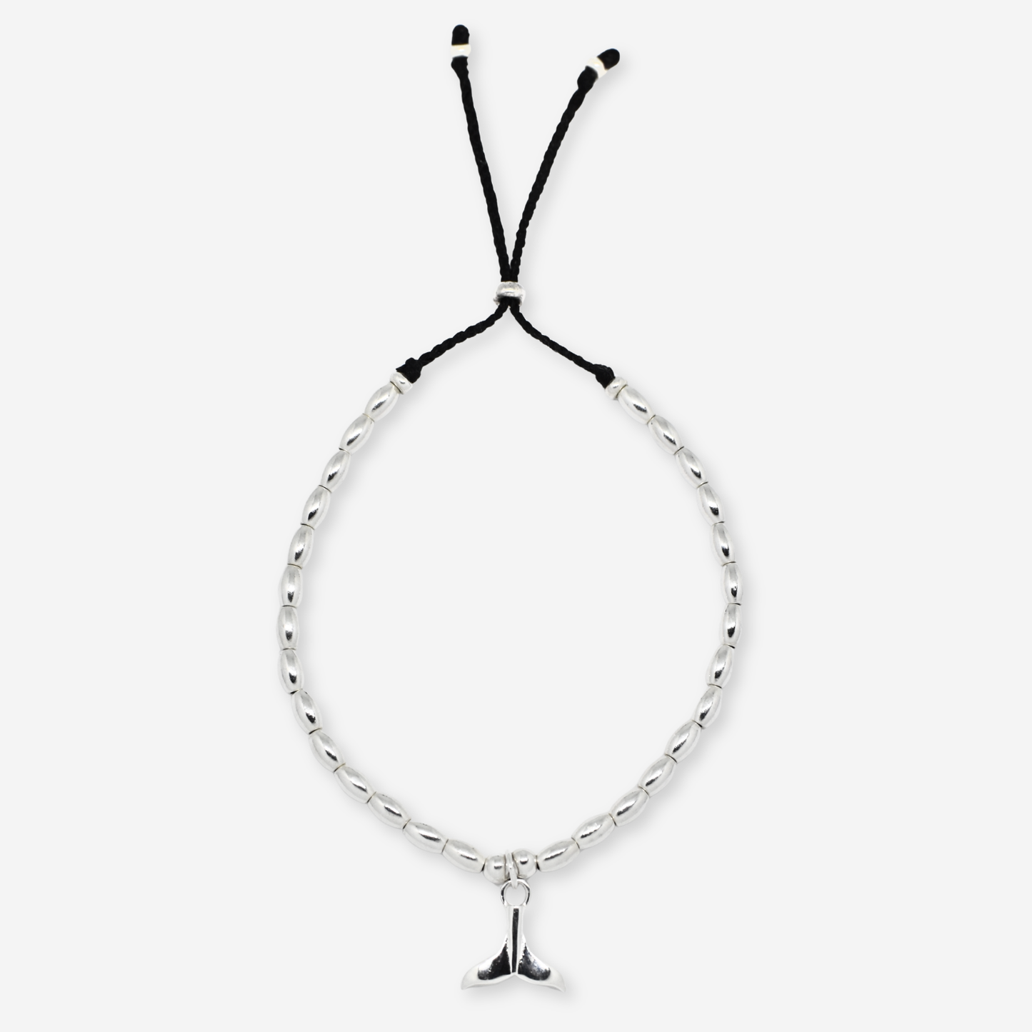 Bracelet with black charm on a white background