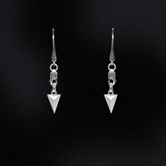 These earrings feature a modern and edgy design that is perfect for those who love to mix and match styles. But what makes these earrings truly special is that they are unisex. Anyone can rock these earrings and make them their own. ﻿ The earrings are hung from a lobster clasp and teardrop hook style, making them easy to wear and perfect for all-day wear. The triangular shape adds a touch of sophistication and uniqueness, making them perfect for both casual and formal occasions.