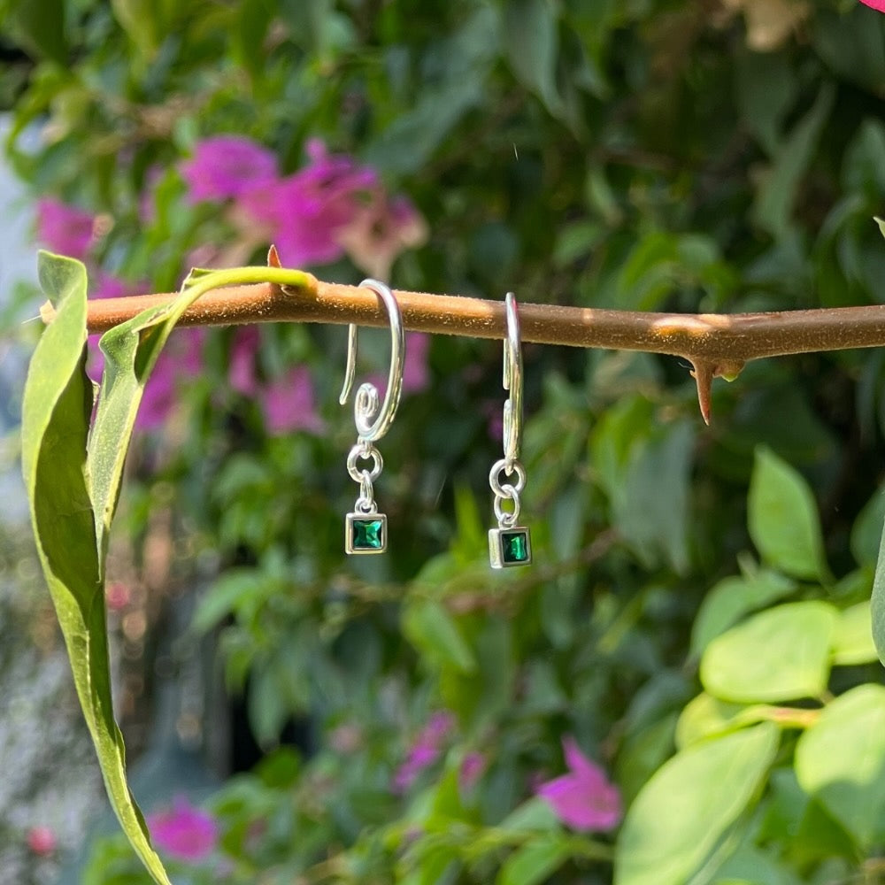 Silver Swirl Evergreen Earrings