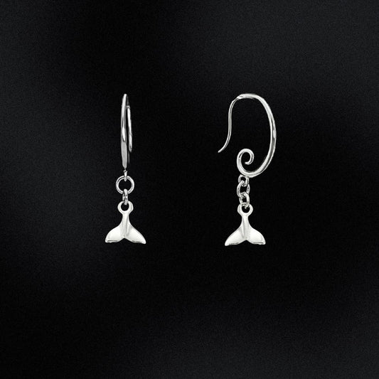 Show off your style with these eye-catching Whale Tail Sterling Silver Swirl Earrings!  Crafted from high-quality sterling silver, these charming earrings feature a unique swirl earring hook design with a Whale Tail charm at the end. Add some personality and a splash of the ocean to your everyday look!