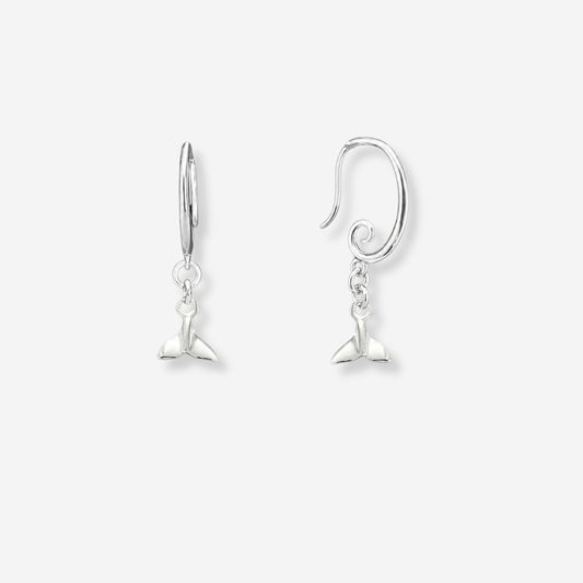 Whale Tail Sterling Silver Swirl Earrings