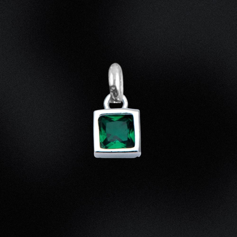 Green CZ Sqaure Charm