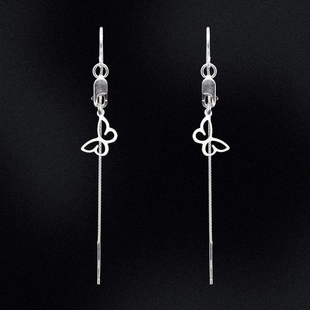 Introducing our Sterling Silver Butterfly Threader Earrings – a breathtaking addition to any jewellery collection. Delicate and ethereal, these earrings are made from high-quality sterling silver, ensuring durability and longevity. The perfect combination of simplicity and elegance, these threader earrings are ideal for any occasion and can easily be paired with other jewellery for a truly unique look. They make an excellent gift for any loved one or as a special treat just for yourself!