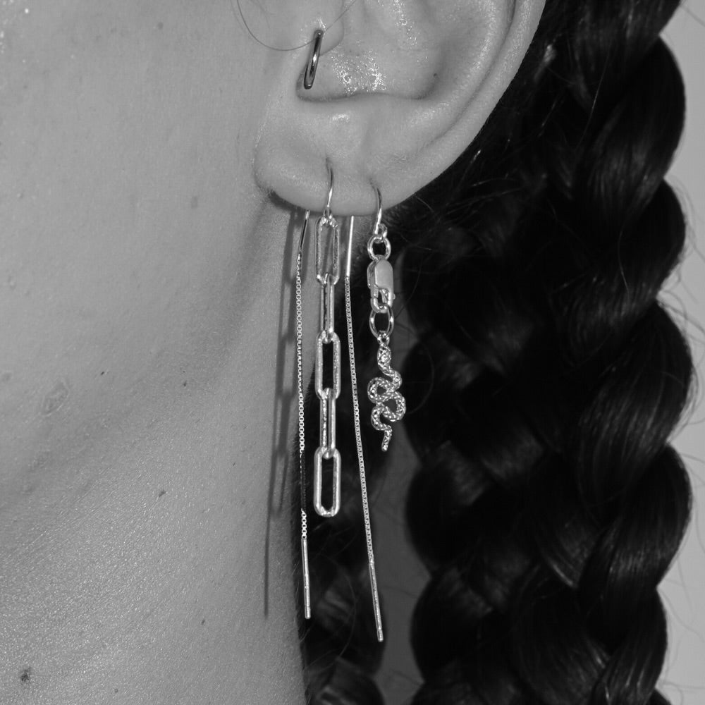 Snake - Sterling Silver Thread Earrings