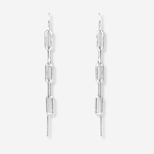 Sterling Silver Paperclip Chain Threader Earrings