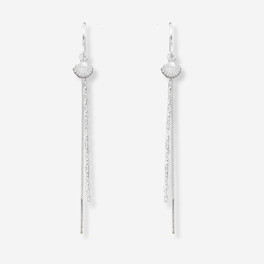 Dainty Sea Shell & Chain Threader Earrings