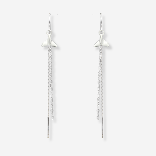 Sterling Silver Whale Tail Thread Earrings
