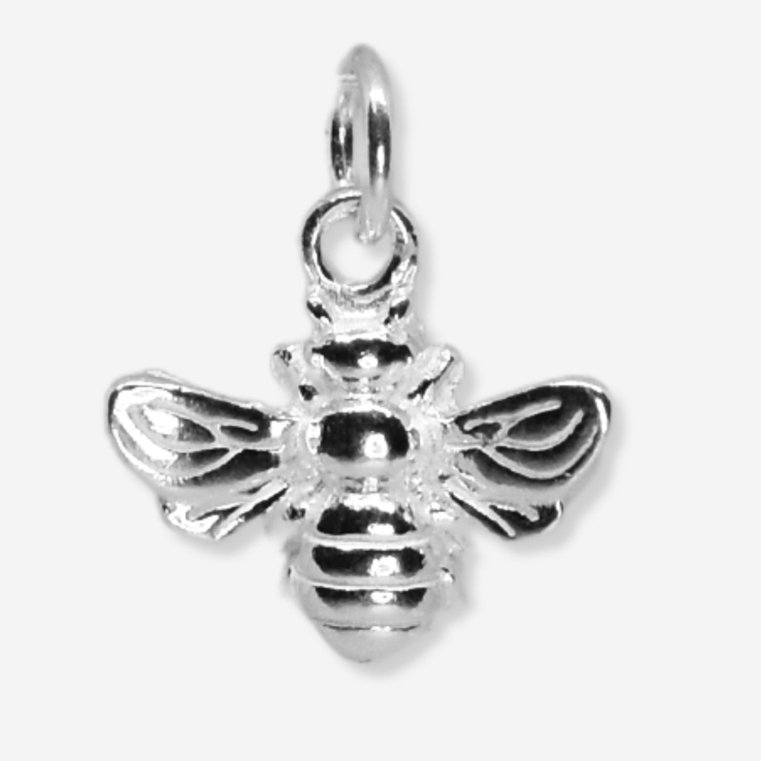 Silver bee pendant on a white background