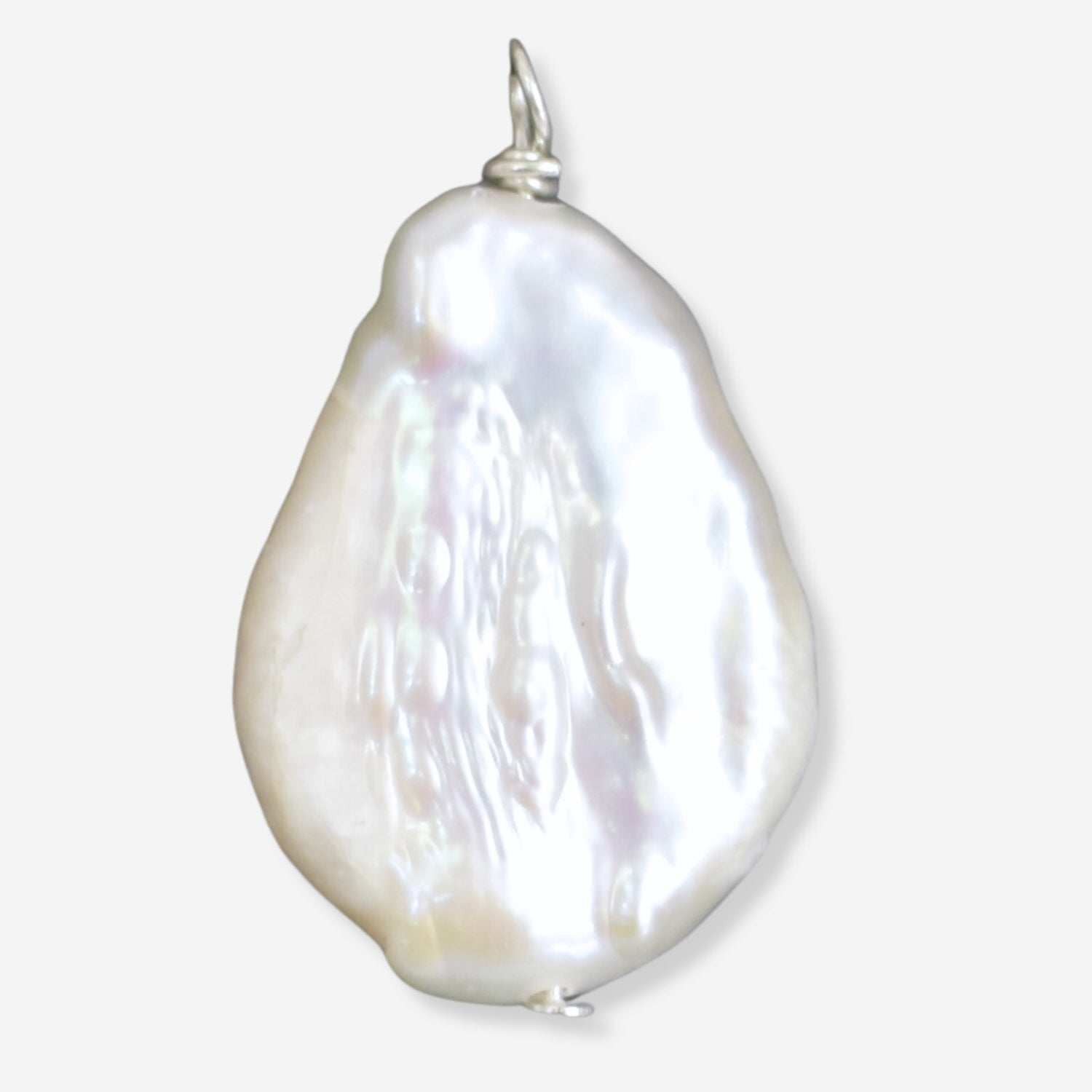 Baroque pearl pendant on a white background