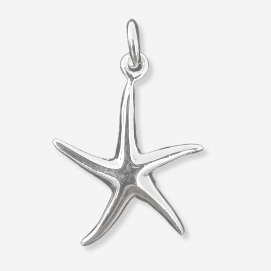 Silver starfish pendant on a white background