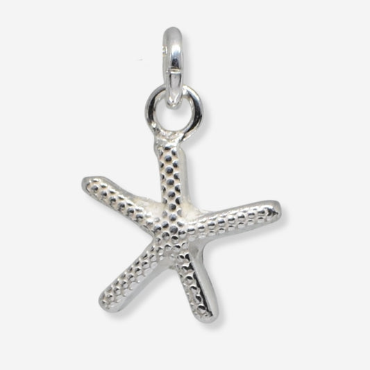 Silver starfish pendant on a white background