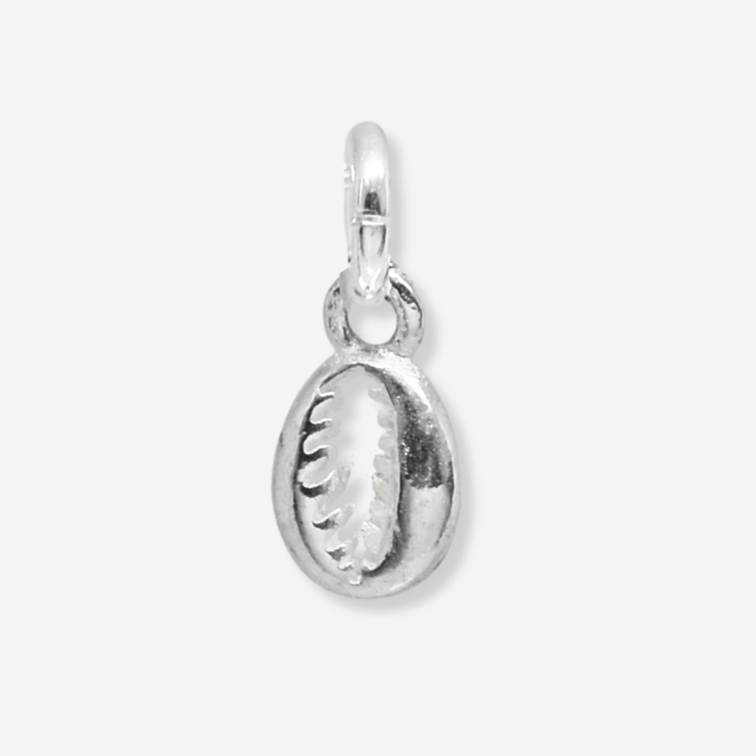 Silver pendant with a leaf design on a white background