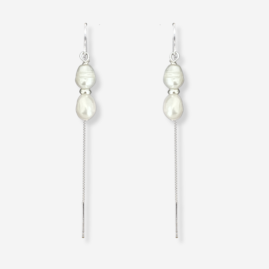Freshwater Pearl Silver Threader Earrings