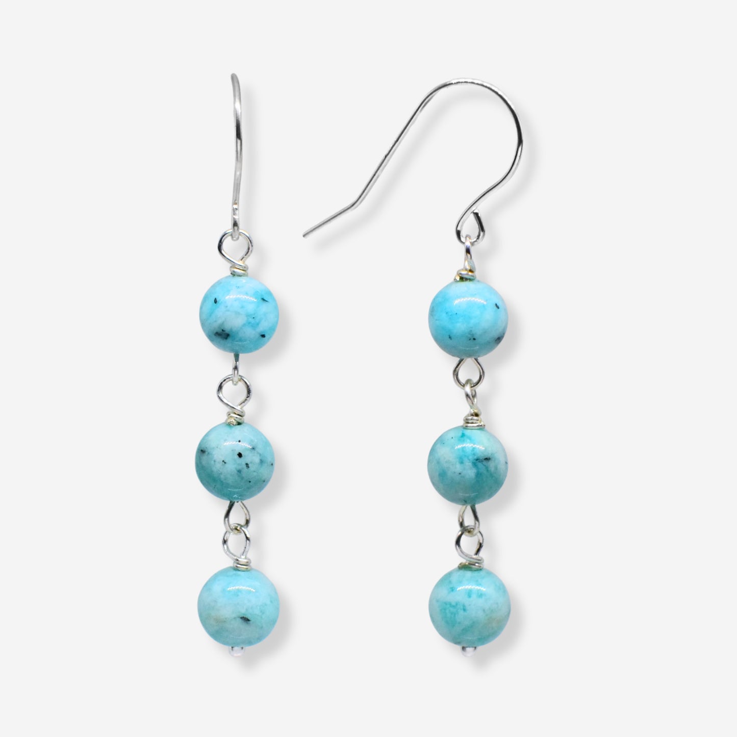 Turquoise bead earrings on a white background