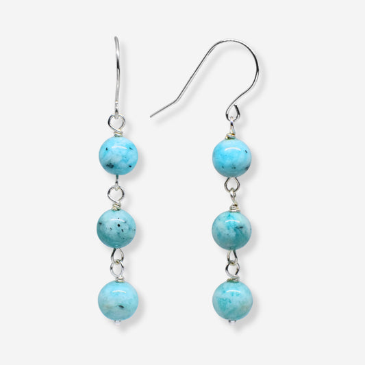Turquoise bead earrings on a white background